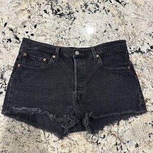 Levi's 501 Black Distressed Jean Shorts